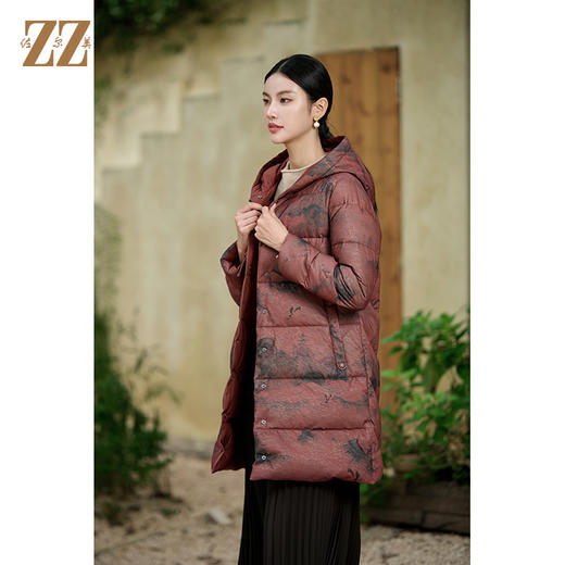 佐尔美冬季新款 国风老钱中长款羽绒服女新年礼M44YY16 商品图2