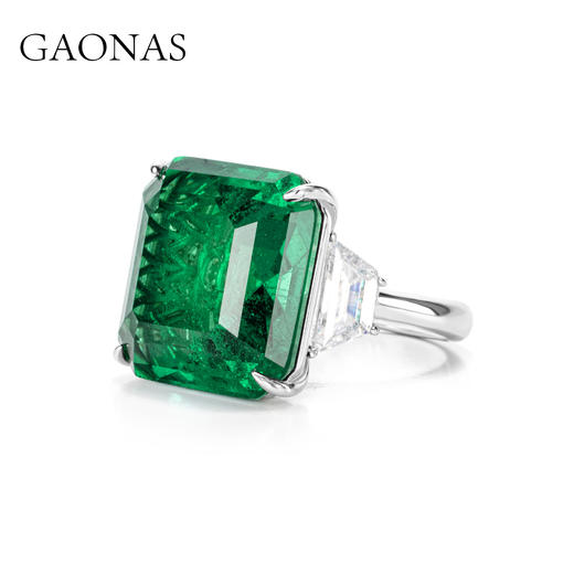 GAONAS 经典臻奢贵气女王绿色方形戒指11475JG 商品图2