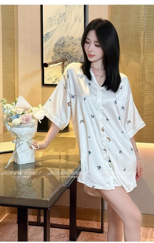 🔥​【蝶语珠光】高端轻奢冰丝蝴蝶衬衫裙 💌富家女的本命睡衣！！好仙好温柔！！ 商品图7
