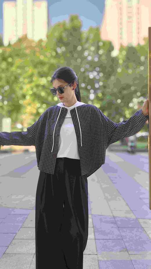 548176时尚经典格纹小衫外套 商品图1