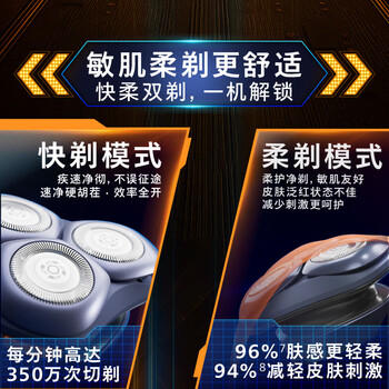 飞利浦电动剃须刀旋风3系PRO刮胡刀 风驰切剃6D浮动刀头 生日礼物送男生男友老公父亲 商品图7
