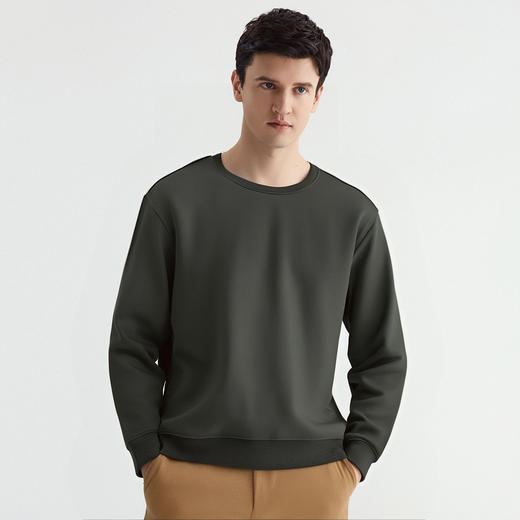 罗蒙秋冬男士加绒圆领卫衣多色可选保暖舒适百搭休闲通勤t恤男上衣 商品图6