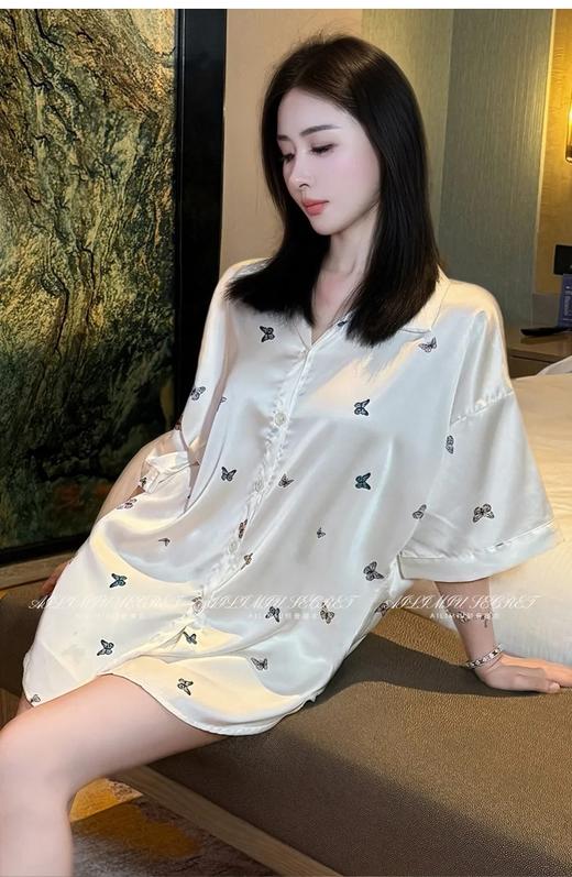 🔥​【蝶语珠光】高端轻奢冰丝蝴蝶衬衫裙 💌富家女的本命睡衣！！好仙好温柔！！ 商品图9