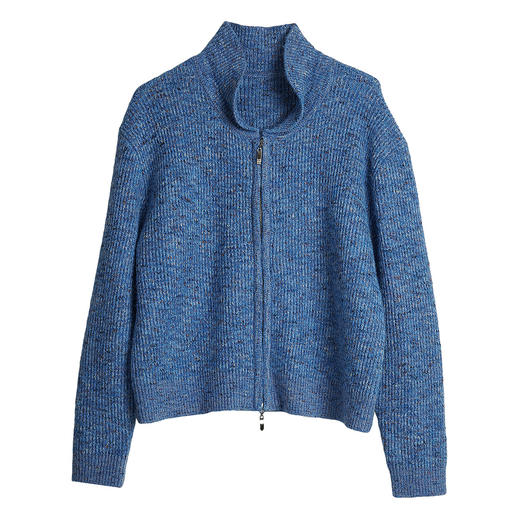 OLrain欧芮儿2025新款女秋季休闲蓝色小翻领拉链毛针织开衫羊毛衣 商品图3