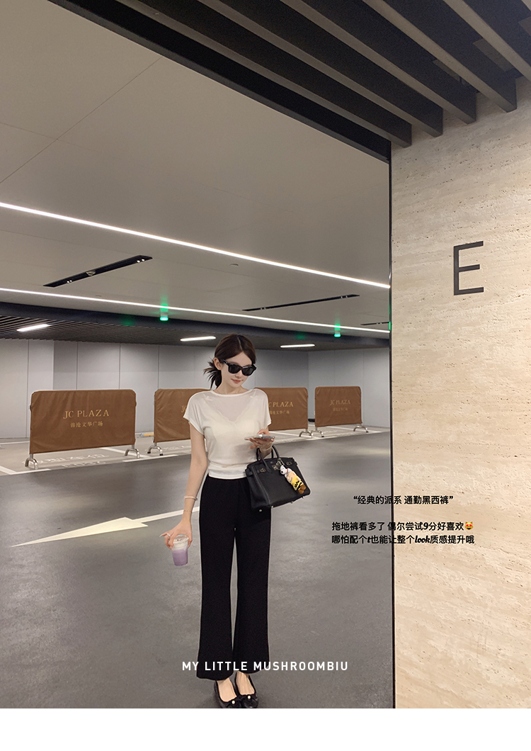 金蘑菇菇 经典的派系 夏日通勤小黑裤 / 版型巨好 侧开叉舒适弹力感