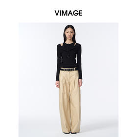 VIMAGE纬漫纪假两件露肩领修身时尚2025年秋季新款小上衣V2413102
