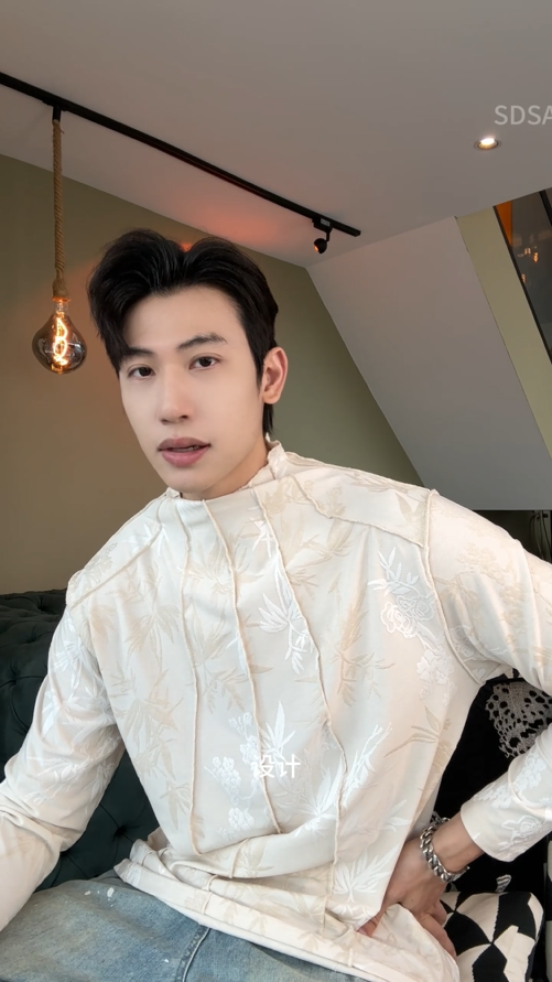 T1841秋季新款时尚个性扎染提花立领套头长袖T恤休闲百搭中式上衣