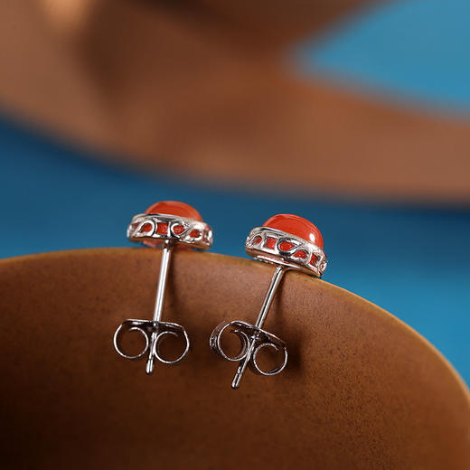 【荔腮】S925银冰飘南红玛瑙耳钉【RP-ED010110】 商品图3