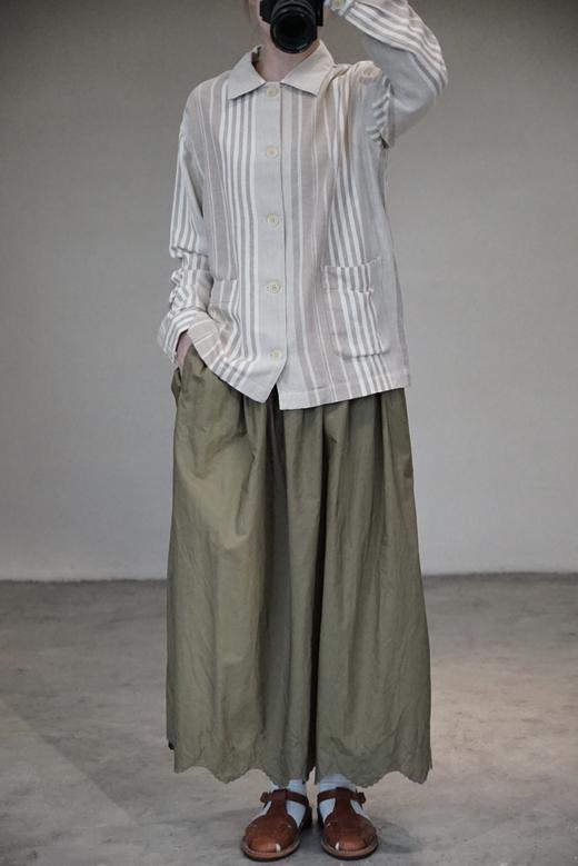 (5折) ICHI Antiquites 淡雅竖纹棉麻薄款翻领长外套 商品图5