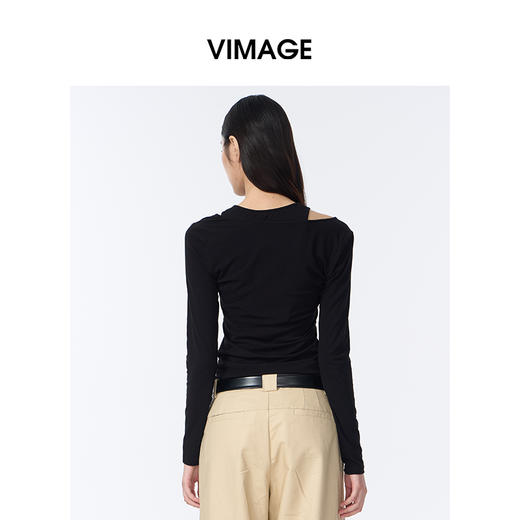 VIMAGE纬漫纪假两件露肩领修身时尚2025年秋季新款小上衣V2413102 商品图4