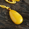 【天然正品】天然无杂裂水滴型满蜜鸡油黄蜜蜡吊坠项链57.0*33.3*14.7MM（皆取最大值）链长：35CM中性现售价：1180特价！100825NJM16 商品缩略图2