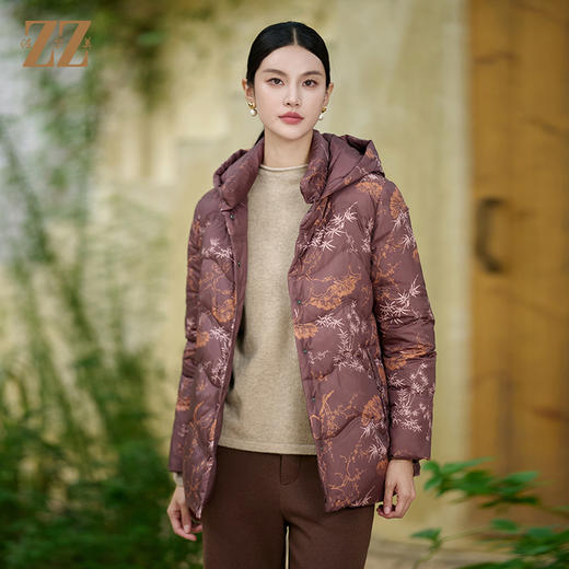 佐尔美冬季新款 气质时尚双面穿连帽羽绒服女M44YY06 商品图0