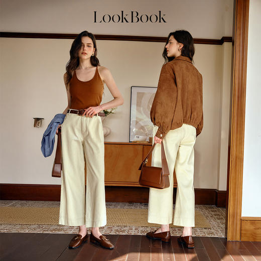 OLrain欧芮通勤高腰直筒阔腿九分裤女秋季2025新款休闲阔腿裤长裤 商品图1