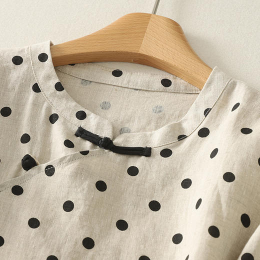 GYH 1368休闲波点衬衫中式盘扣复古宽松透气短袖上衣 商品图2