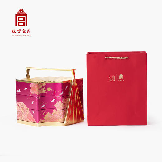 2025中秋朕的心意 彩云追月系列  宫扇盒-瑞彩/羽宴/云彤/480g 宝扇盒-彩云追月红/蓝 908g故宫食品 中秋节月饼礼盒 商品图10