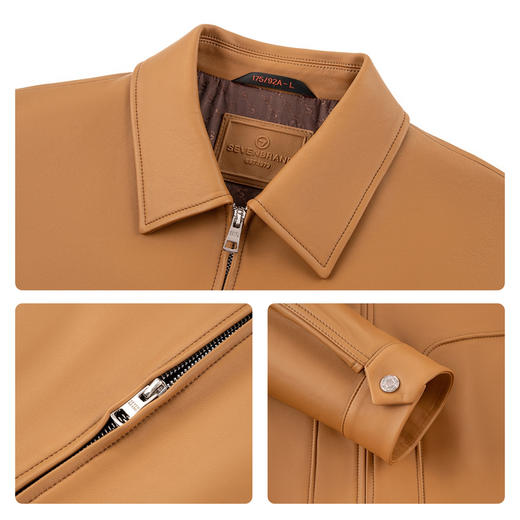 【绵羊皮】柒牌男装潮流真皮皮衣2025秋季新品翻领皮夹克休闲外套129J70480 商品图3