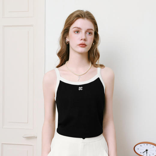 【商场同款】诗凡黎圆领刺绣吊带背心25夏新款针织上衣3G4130781 商品图4