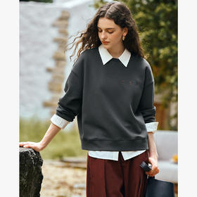 OLrain欧芮儿休闲宽松显瘦月亮刺绣卫衣女秋季2025新款长袖上衣