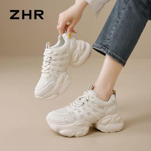 【6CM增高】ZHR则则银色厚底老爹鞋女款秋季2025新款网面休闲鞋女 商品图4