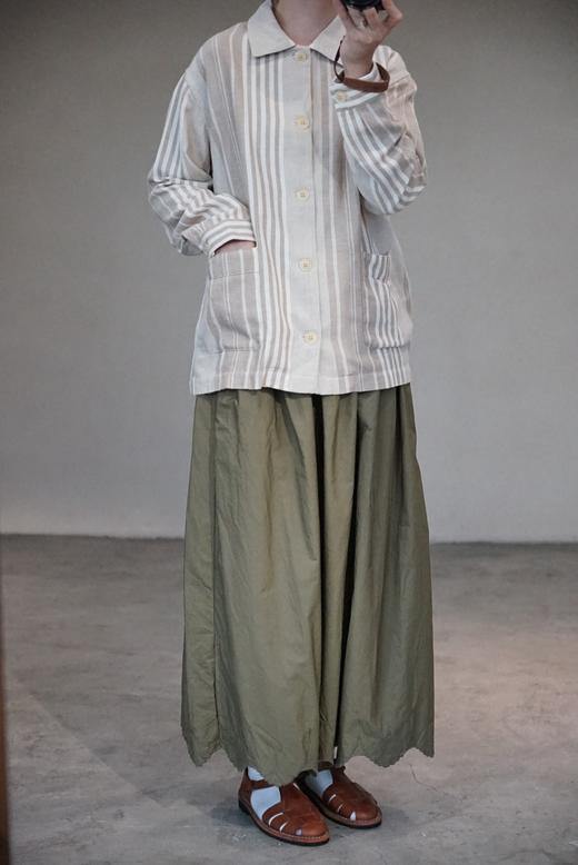 (5折) ICHI Antiquites 淡雅竖纹棉麻薄款翻领长外套 商品图4