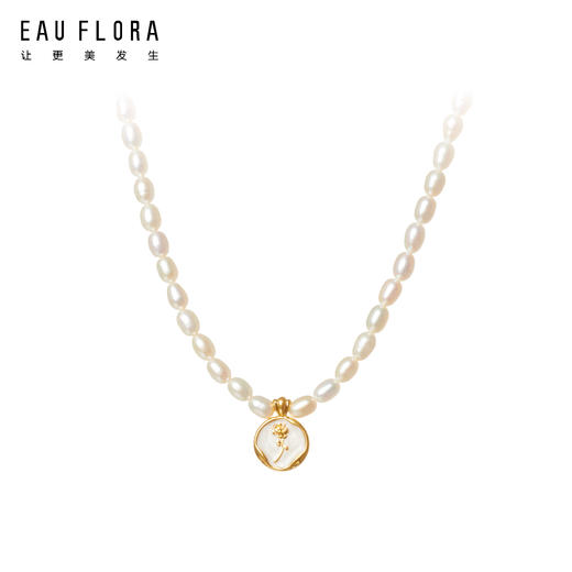【玫瑰花园】玫瑰圆牌巴洛克珍珠项链 商品图0