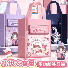 【出行补课好帮手❗️妮妮公主补习袋】0甲醛「保护孩子健康」全新升级“加大容量”多场景多功能收纳，大容量牛津布补习袋，开学季少女小男孩帆布，补课补习手提袋书包L