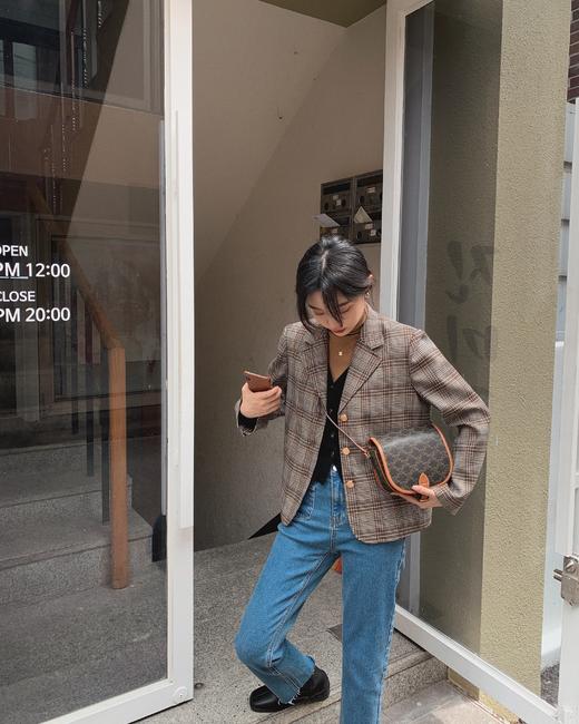 金蘑菇菇【 伦敦大道西装】高端黑标精纺羊毛英伦风格纹小西装 商品图7