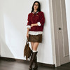 OLrain欧芮儿2025新款女秋季法式红色圆领毛织套头衫通勤长袖上衣 商品缩略图0