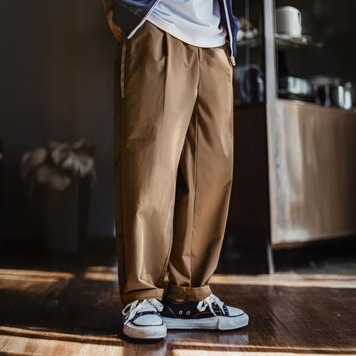 马登工装美式复古四面弹休闲裤卡其色通勤抗皱锥型薄款长裤子男秋 商品图0