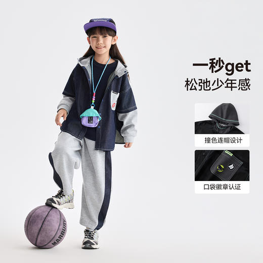 漫画家【元气徽章外套】日系松弛少年感户外牛仔连帽衬衫外套 商品图2