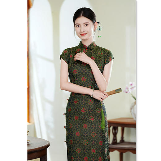 时尚改良新中式，涤棉提花长款连袖旗袍GX-66928 商品图2