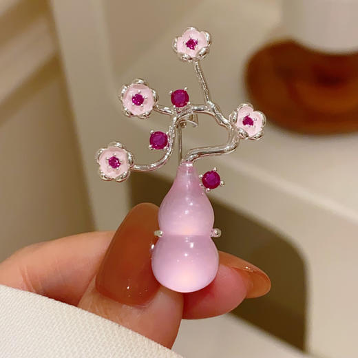 新中式福禄花朵粉色滴油葫芦胸针胸花 商品图1