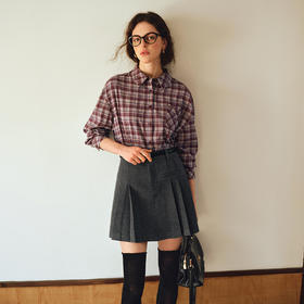 OLrain欧芮儿2025新款女秋季通勤显瘦显高压褶短半身裙直筒百褶裙