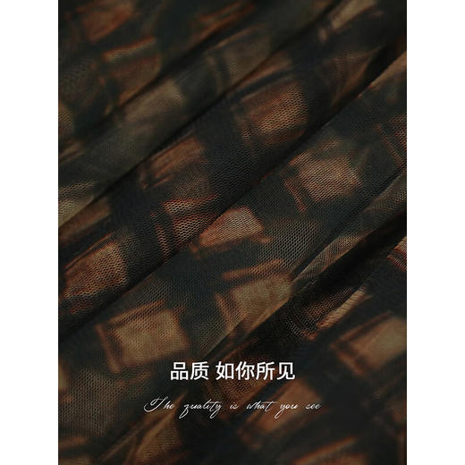 COCOBELLA不规则大摆格子伞裙女新款网纱半身裙混搭长裙HS3086 商品图4