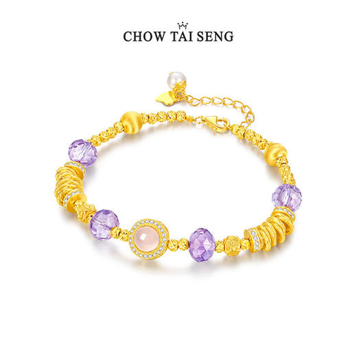 周大生紫色星辰盘缠手链纯银S925高级感紫水晶碎银子手串七夕礼物 商品图1