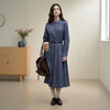 西遇学院风减龄蓝色格纹长袖衬衫连衣裙女秋季收腰百褶中长裙V2551136 商品缩略图1