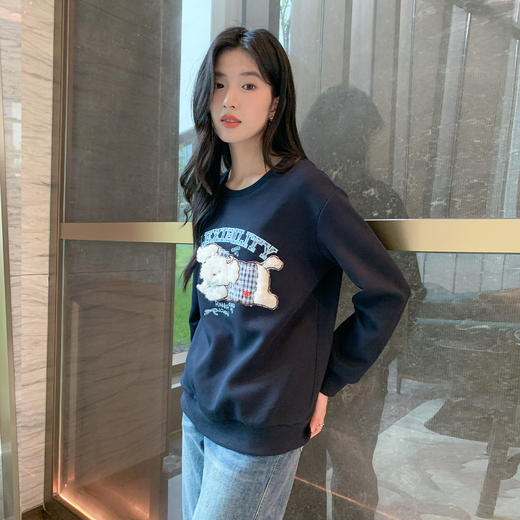 奢姿大码女装2025秋季趣味减龄字母绣花卫衣胖妹妹时尚休闲上衣9953135176 商品图2