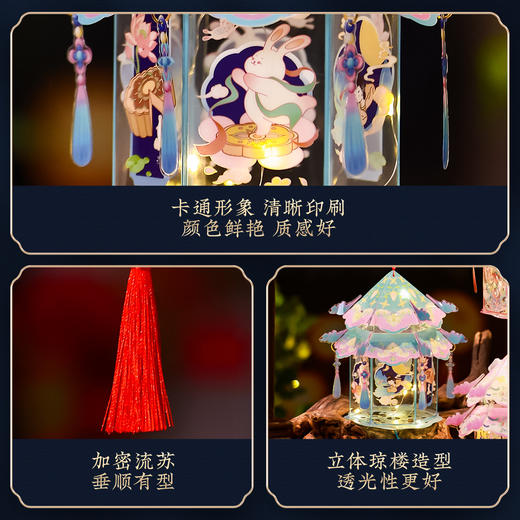 【中秋节灯笼挂饰】新款幼儿园 儿童手提透明古风宫灯兔子花灯手工diy  商品图3