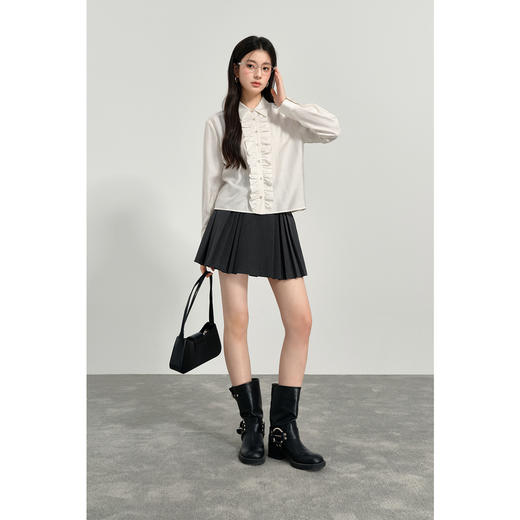 【商场同款】诗凡黎纯色翻领衬衫2025春新款小衫衬衣女3G1120711R 商品图1