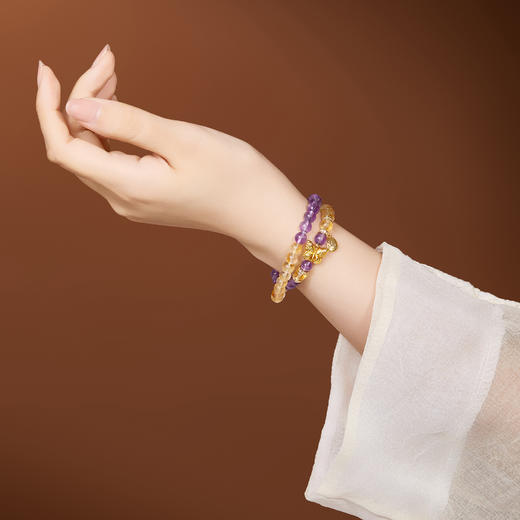 【故宫饰品】福蝶黄水晶紫水晶双圈手串博物馆文创手链生日礼物女 商品图2