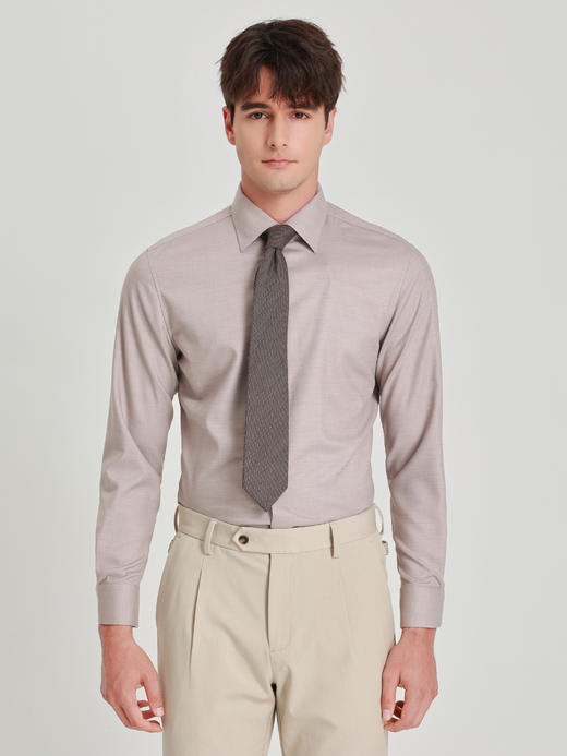 callisto燕麦卡其莫代尔羊毛混纺衬衫 商品图2