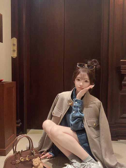 金蘑菇菇  美拉德 miu系衬衫套组 / 时髦少女秋冬短外套 商品图4