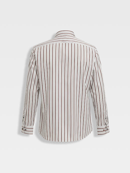 callisto燕麦卡其精梳长绒棉条纹衬衫 商品图1