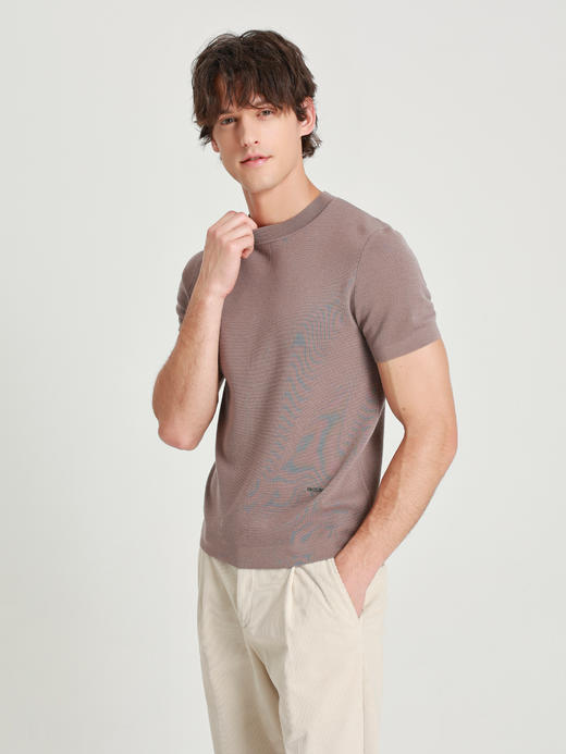 callisto丁香粉巴素兰羊毛短袖毛衣 商品图3