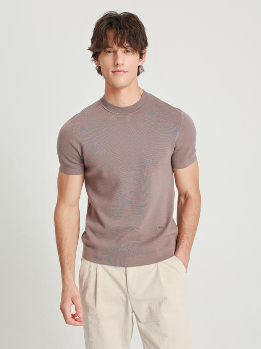 callisto丁香粉巴素兰羊毛短袖毛衣 商品图2