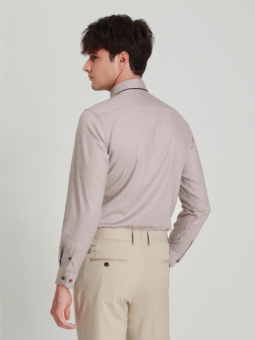 callisto燕麦卡其莫代尔羊毛混纺衬衫 商品图4