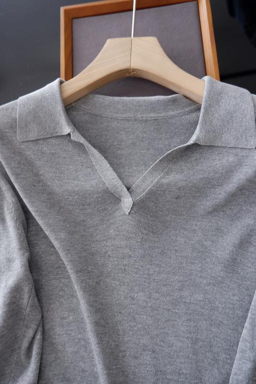 直发【JS3699015】 老钱风透气凉感天丝亚麻polo领 针织衫 商品图5