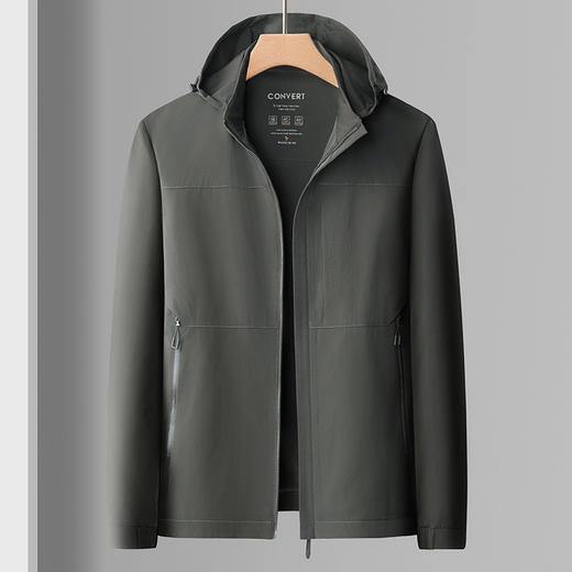 【DKP】大依优型大码外套加绒男士夹克软壳防风防水保暖秋冬新款夹克加肥加大码可脱卸帽抓绒内里宽松胖子休闲外套简约时尚 商品图5