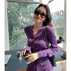 🔸 【翻领撞色条纹精纺针织开衫HJZXZ153】初秋来袭🔥法式双股精纺羊毛开衫！白*鹿同款❗慵懒风针织开衫❗私服专场 品味满满 品质从没输过!