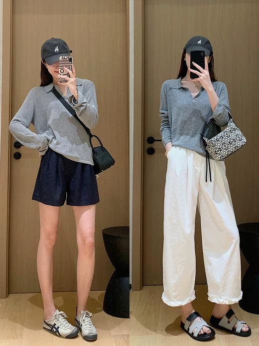 直发【JS3699015】 老钱风透气凉感天丝亚麻polo领 针织衫 商品图4